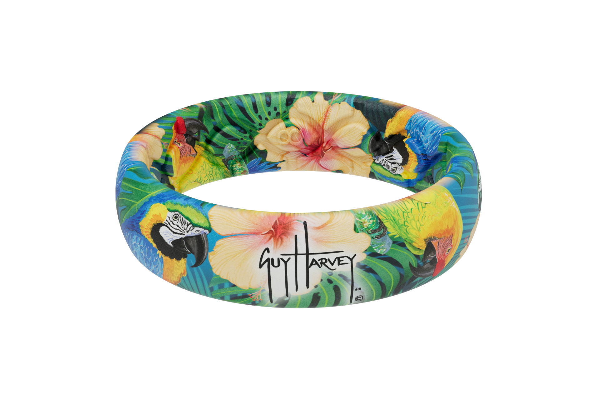 Guy Harvey Parrot Hibiscus Thin Ring