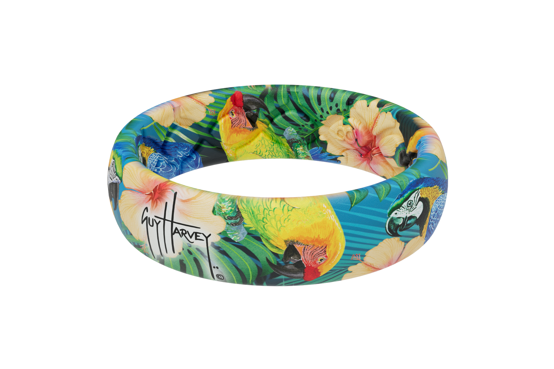 Guy Harvey Parrot Hibiscus Thin Ring View 2