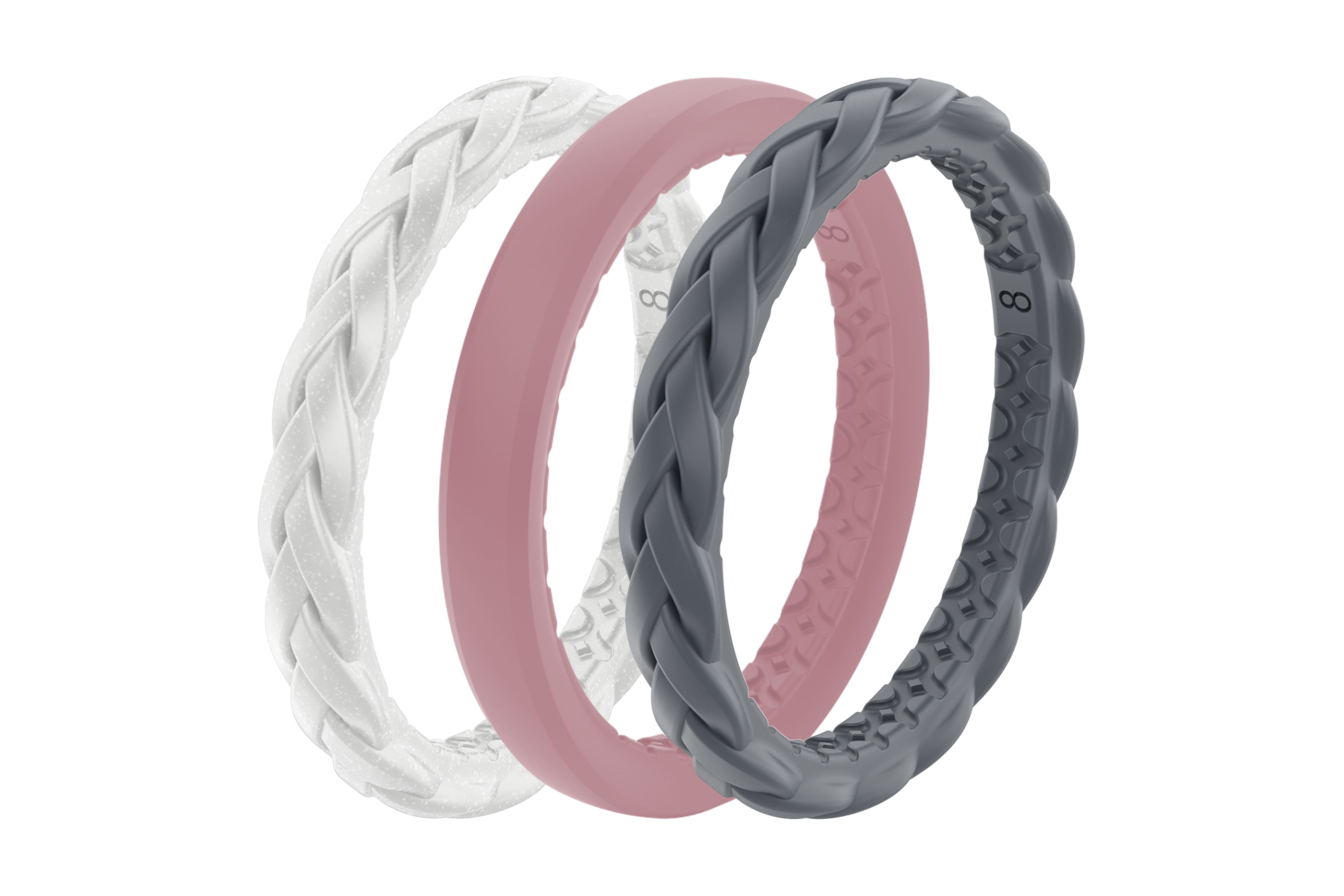 Silver Metallic Silicone Rope Ring
