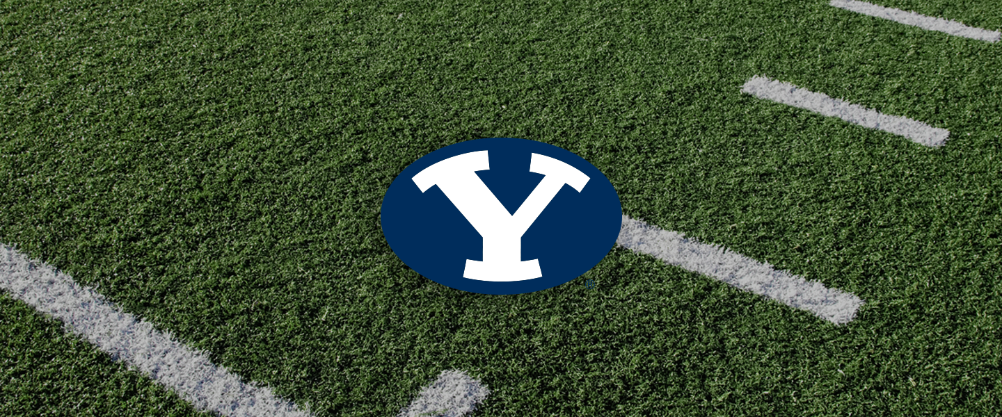 Brigham Young logo on football field