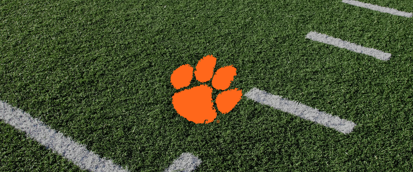 Clemson logo on football field