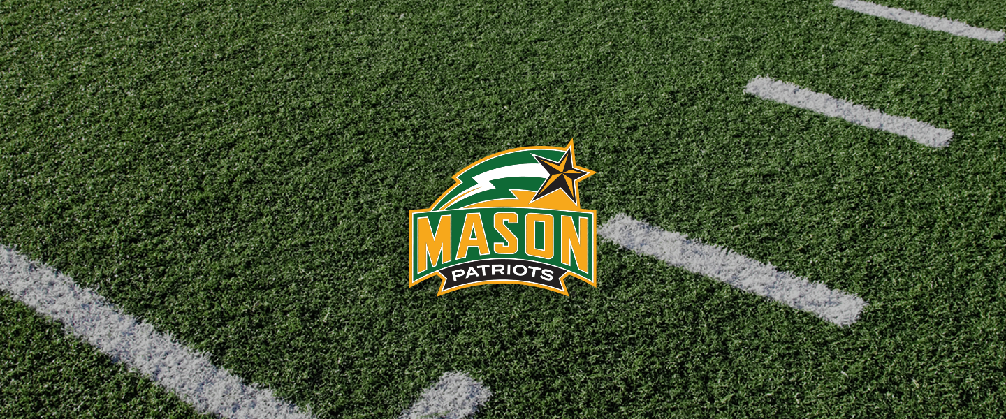 George Mason logo on football field