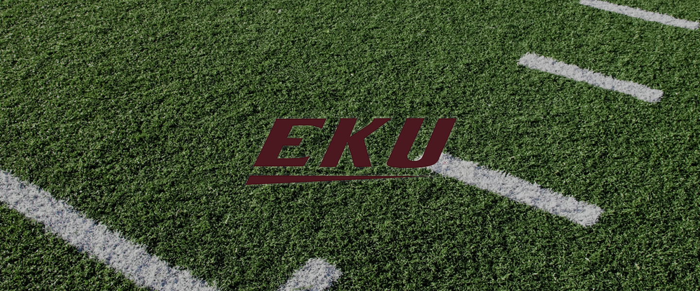 Eastern Kentucky University logo on football field