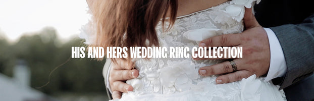 Wedding Ring Collection, a wedding pose of a woman holding her bouquet while her husband stands behind her