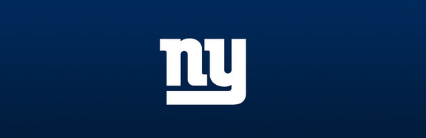 New York Giants logo overlaid on blue background