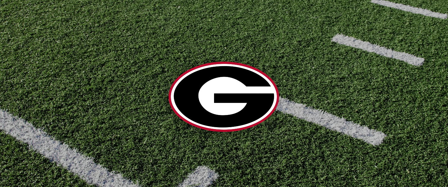 Georgia Collegiate Silicone Rings, UGA logo overlaid on football field