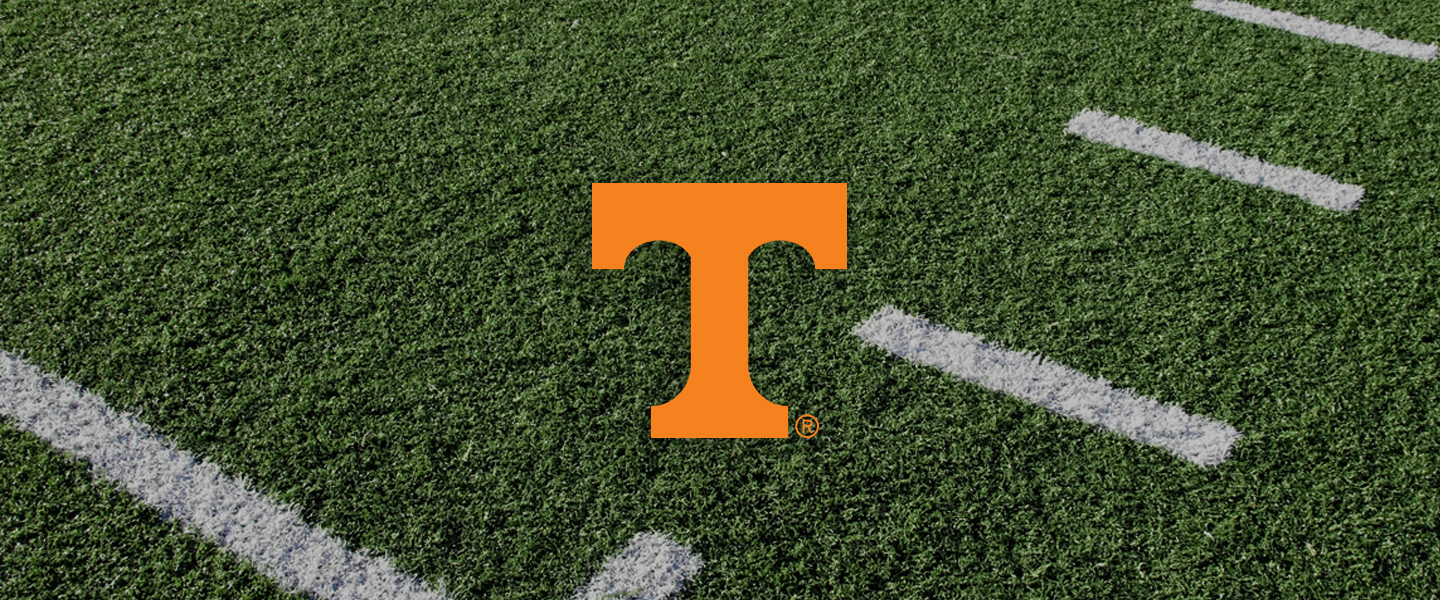 Tennessee Collegiate Silicone Rings, UT overlaid on football field