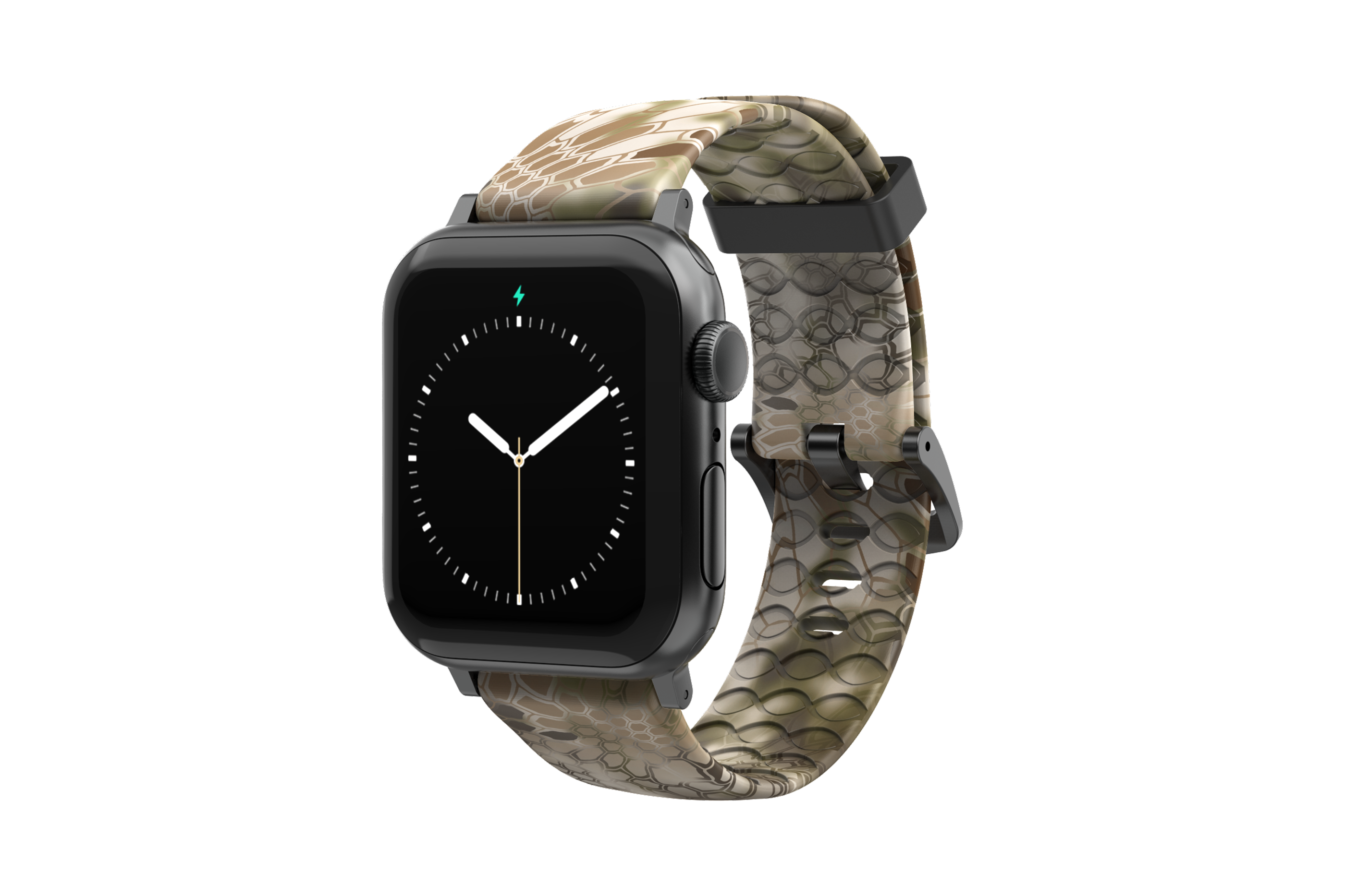 Kryptek Highlander - Apple Watch Band with space gray hardware viewed front on