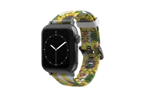 Sunflower Apple Watch Band with gray hardware viewed front on