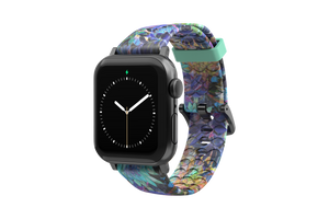 Twilight Blossom - Apple Watch Band with gray hardware viewed front on