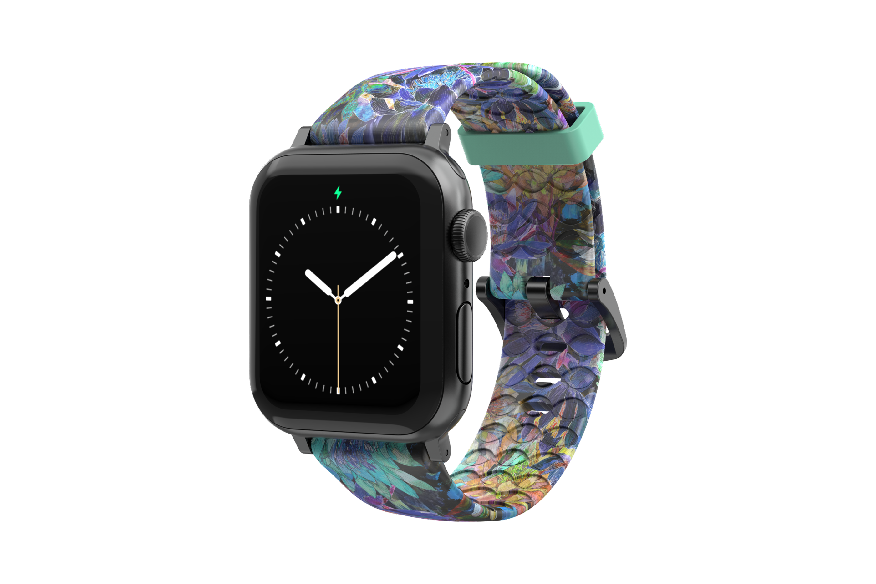 Twilight Blossom - Apple Watch Band with gray hardware viewed front on