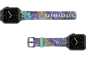 Twilight Blossom Apple Watch Band with gray hardware viewed top down