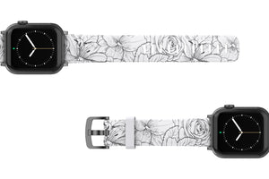 Winter Rose Apple Watch Band with gray hardware viewed top down