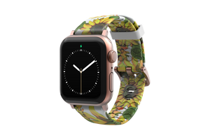 Sunflower Apple Watch Band with rose gold hardware viewed front on