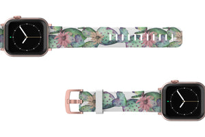 Cactus Bloom Apple Watch Band with rose gold hardware viewed top down