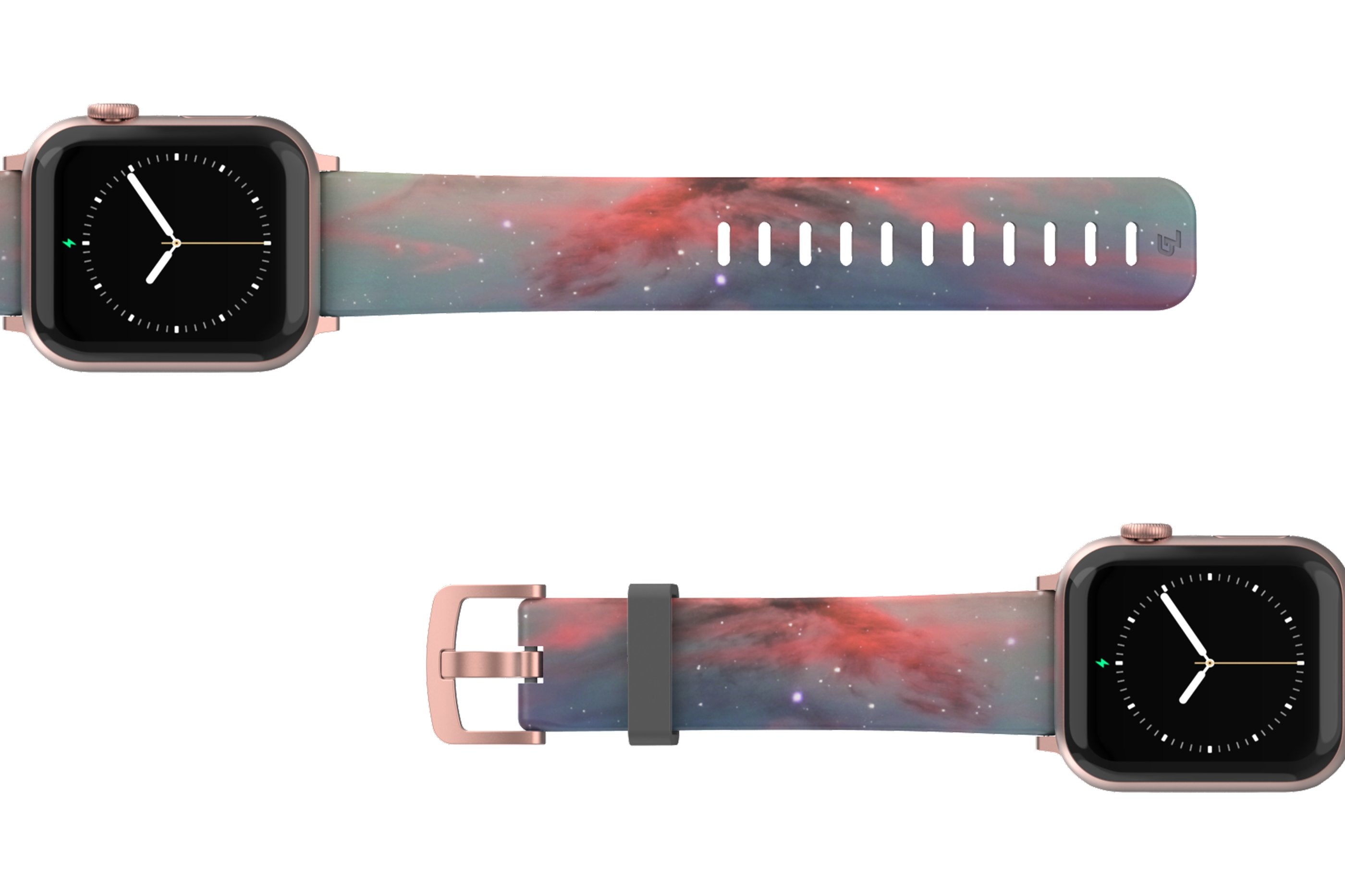 Cirrus Apple Watch Band with rose gold hardware viewed top down