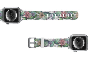 Cactus Bloom Apple Watch Band with gray hardware viewed bottom up
