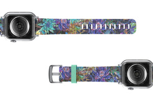 Twilight Blossom Apple Watch Band with silver hardware viewed bottom up