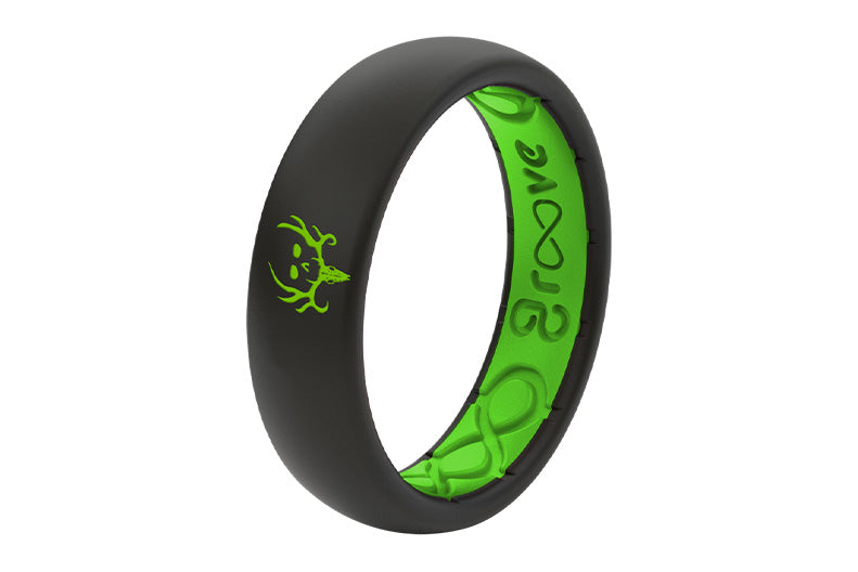 thin black and green bone collector ring view 2