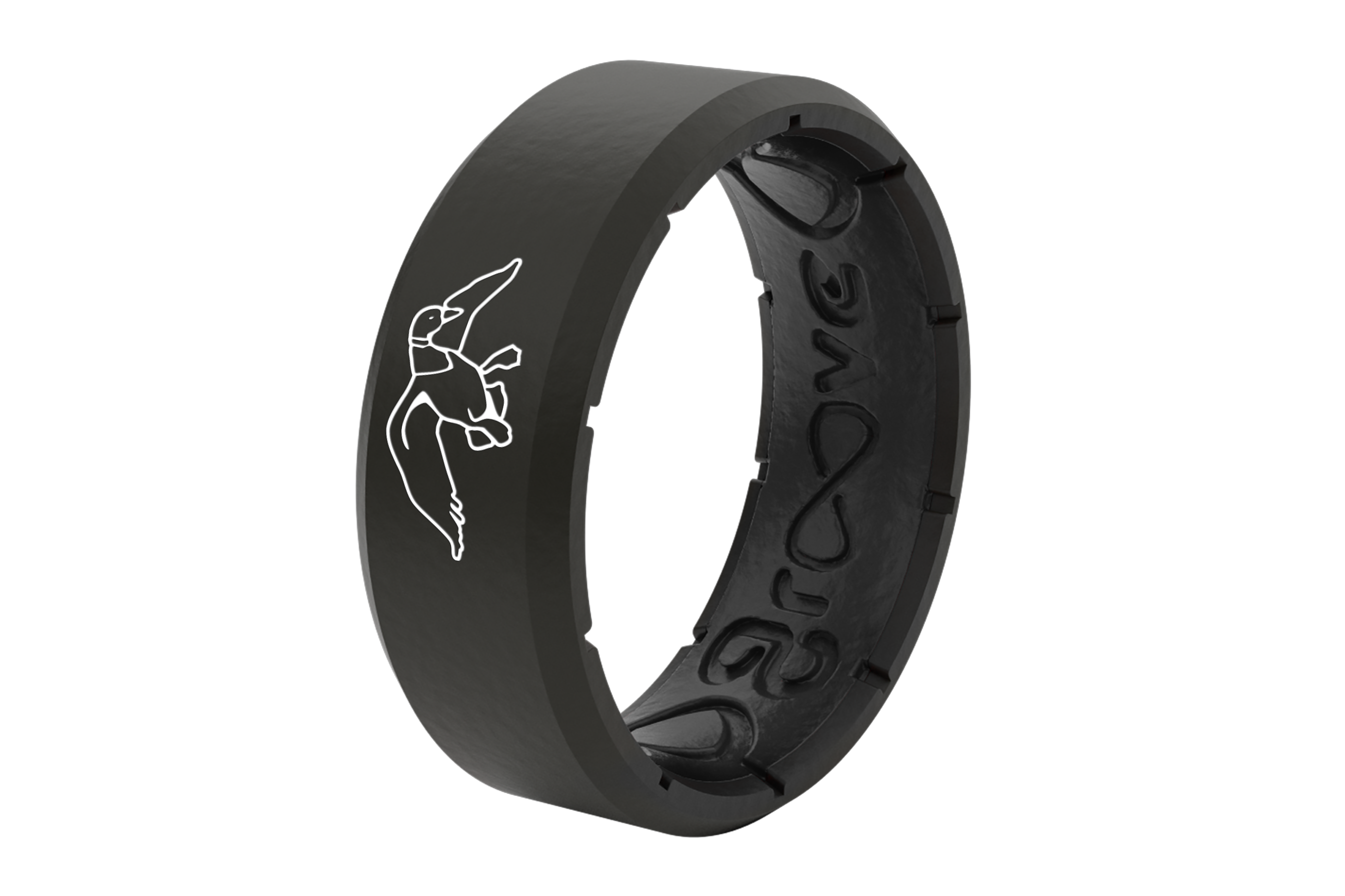 Duck Commander Pitch Black  viewed from side Wedding Rings