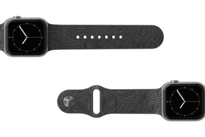 Dimension Topo Deep Stone Grey Apple watch band with gray hardware viewed top down 