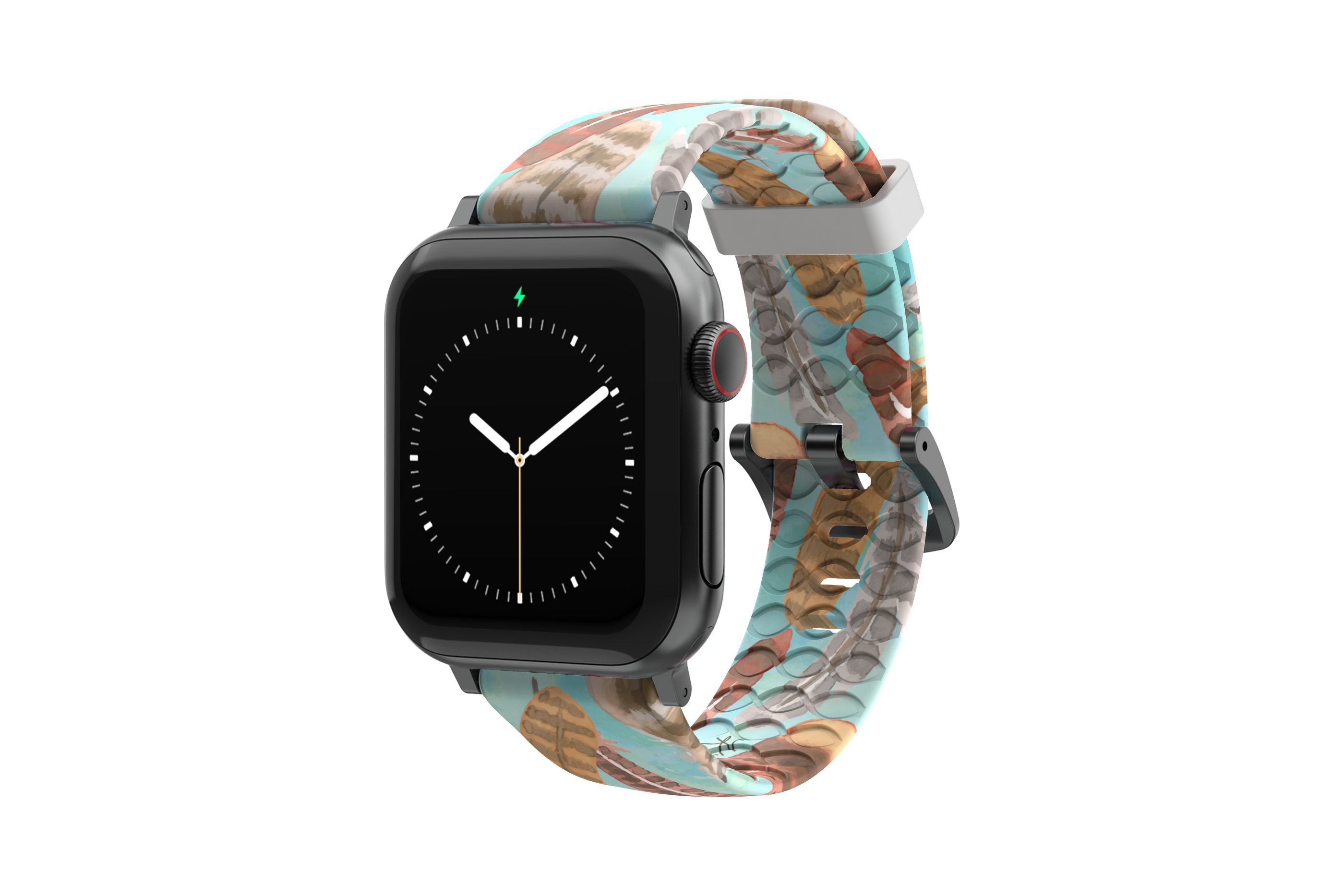 Brave - Katie Van Slyke Apple Watch Band with gray hardware viewed front on
