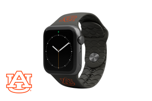 Apple Watch Band College Auburn Black with gray hardware viewed front on