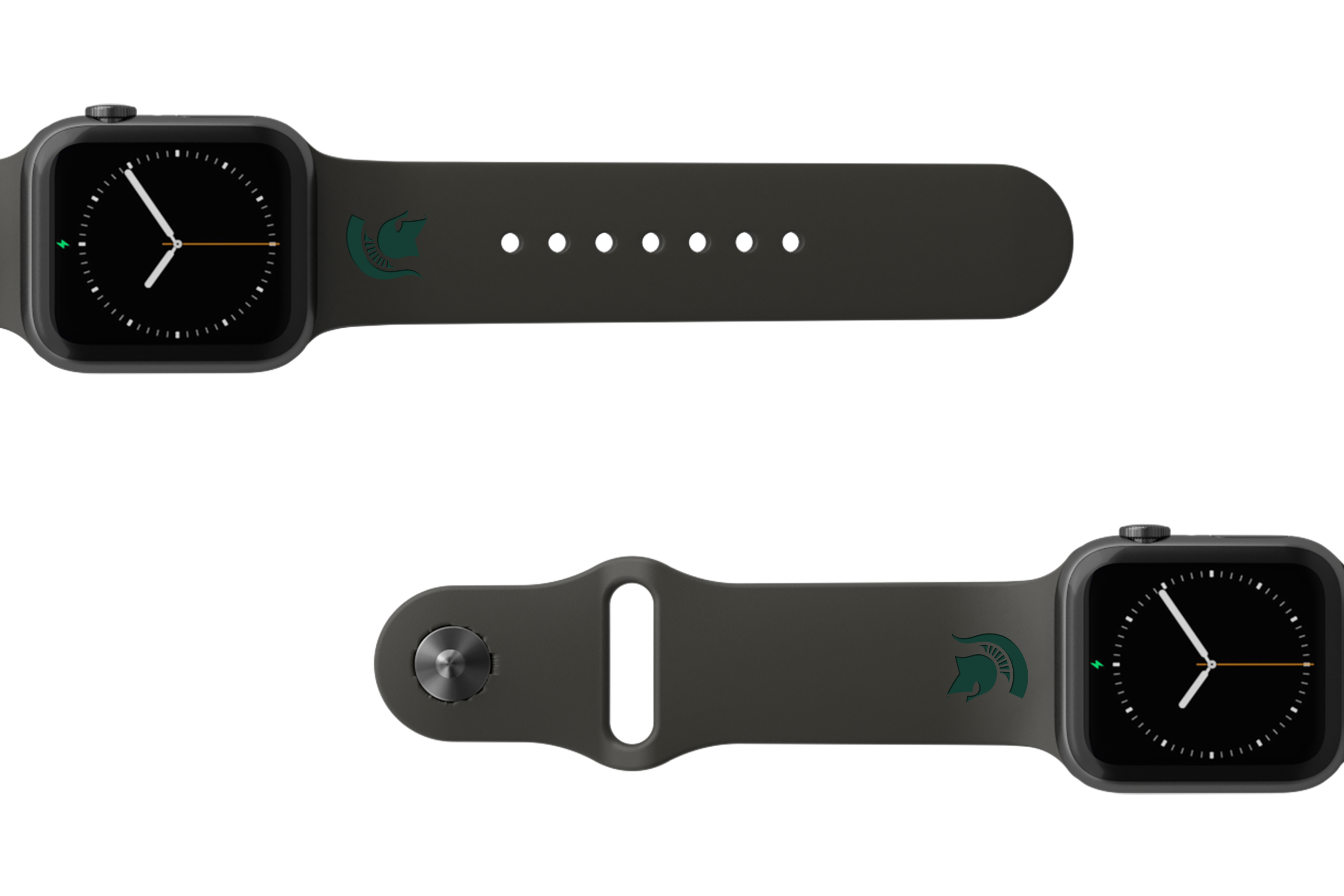 College Michigan State Black   apple watch band with gray hardware viewed from rear 