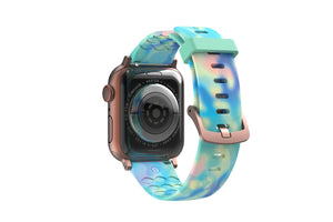 Opal -  apple watch band with rose gold hardware viewed from top down 