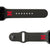 College Nebraska Black  apple watch band with gray hardware viewed from rear 