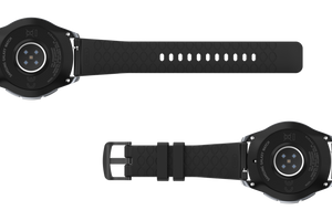 Solid Black 22mm  watch band viewed bottom up     