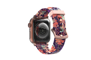 Tropics  apple watch band with gray hardware viewed from top down 
