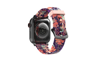 Tropics  apple watch band with rose gold hardware viewed from top down 