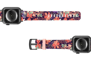 Tropics Apple   watch band with rose gold hardware viewed bottom up 