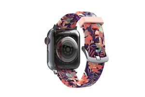 Tropics  apple watch band with silver hardware viewed from rear 