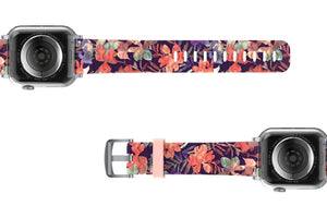 Tropics Apple   watch band with silver hardware viewed bottom up 