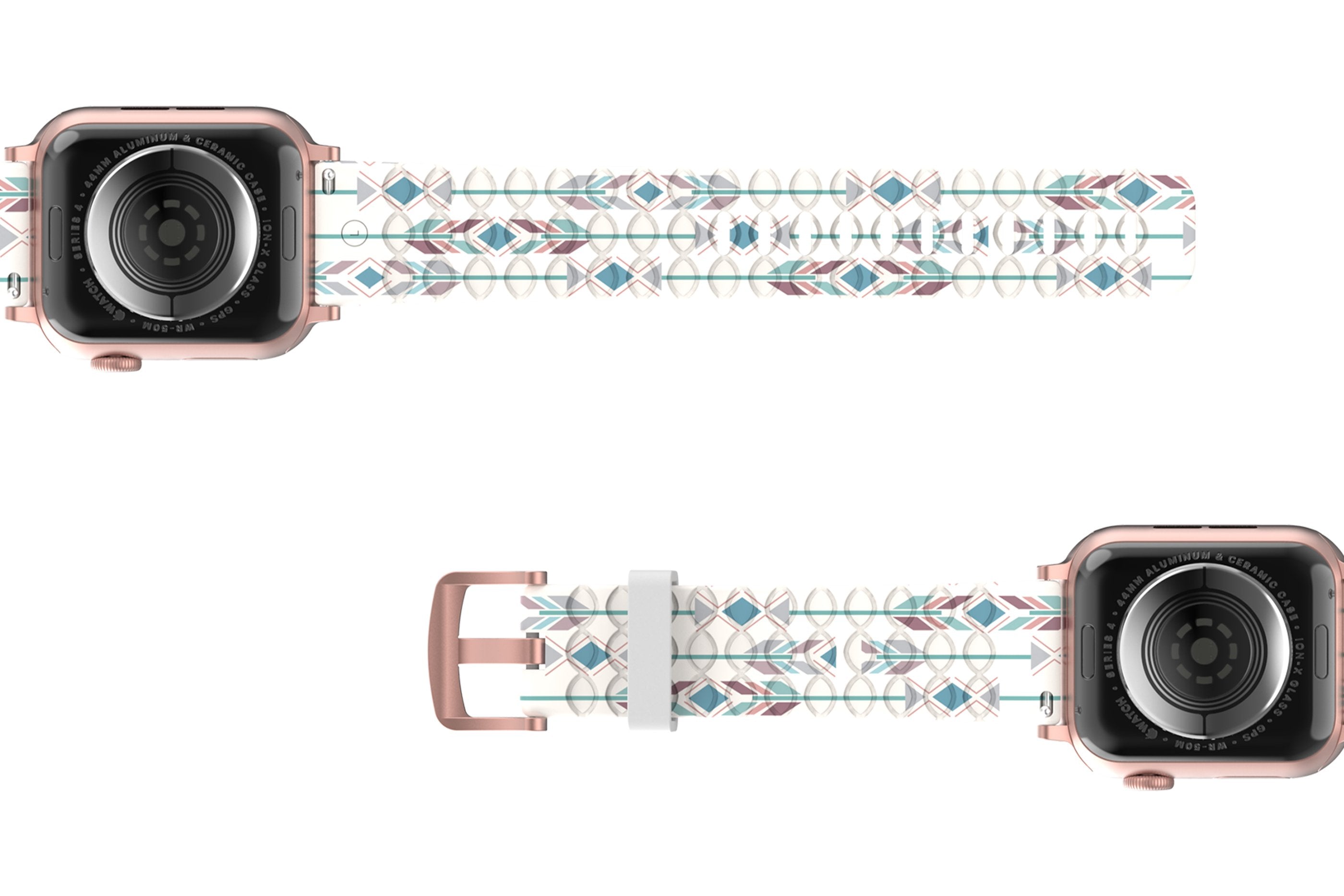 Wanderlust - Apple watch band with rose gold hardware viewed bottom up 
