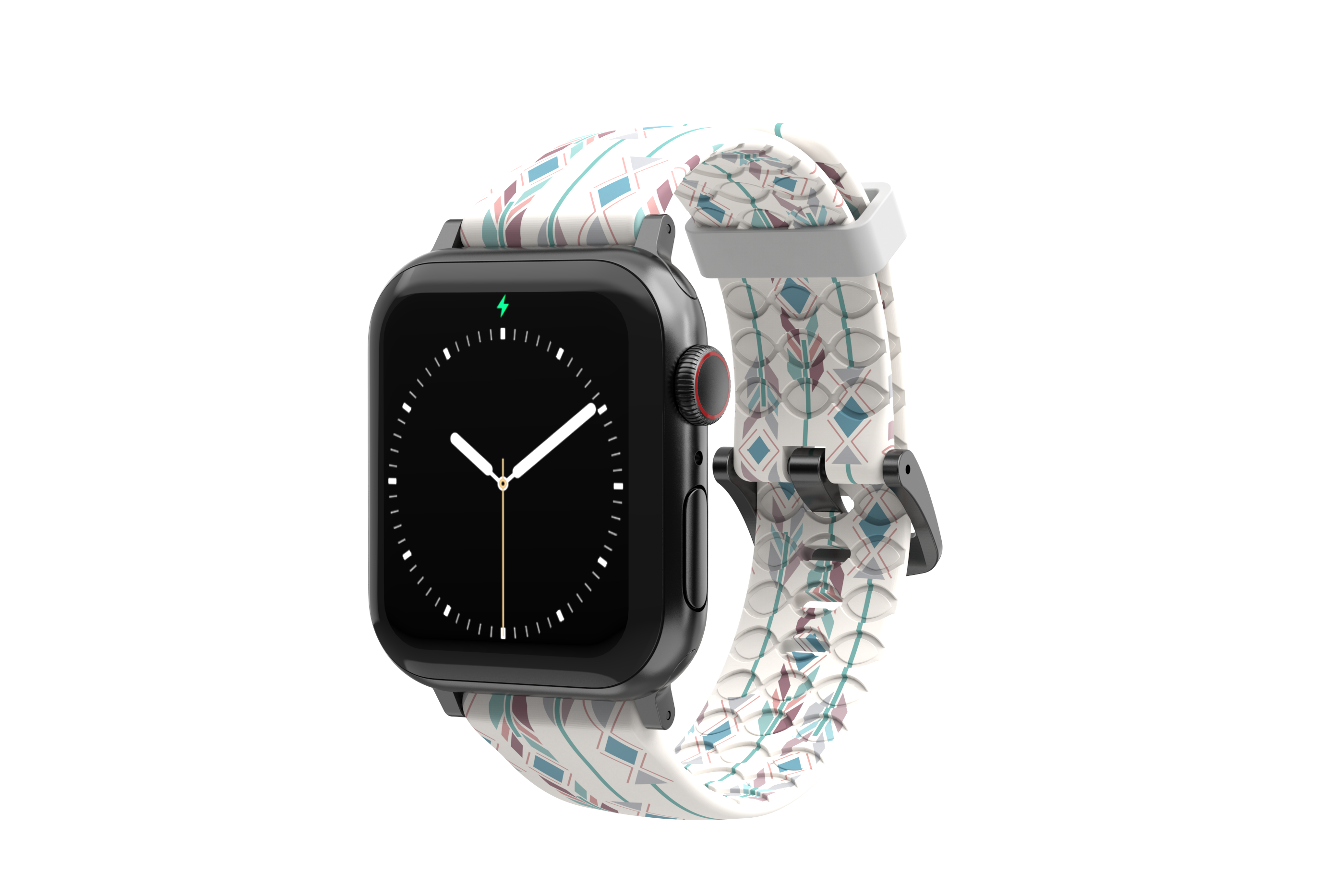 Wanderlust - Apple watch band with gray hardware viewed front on